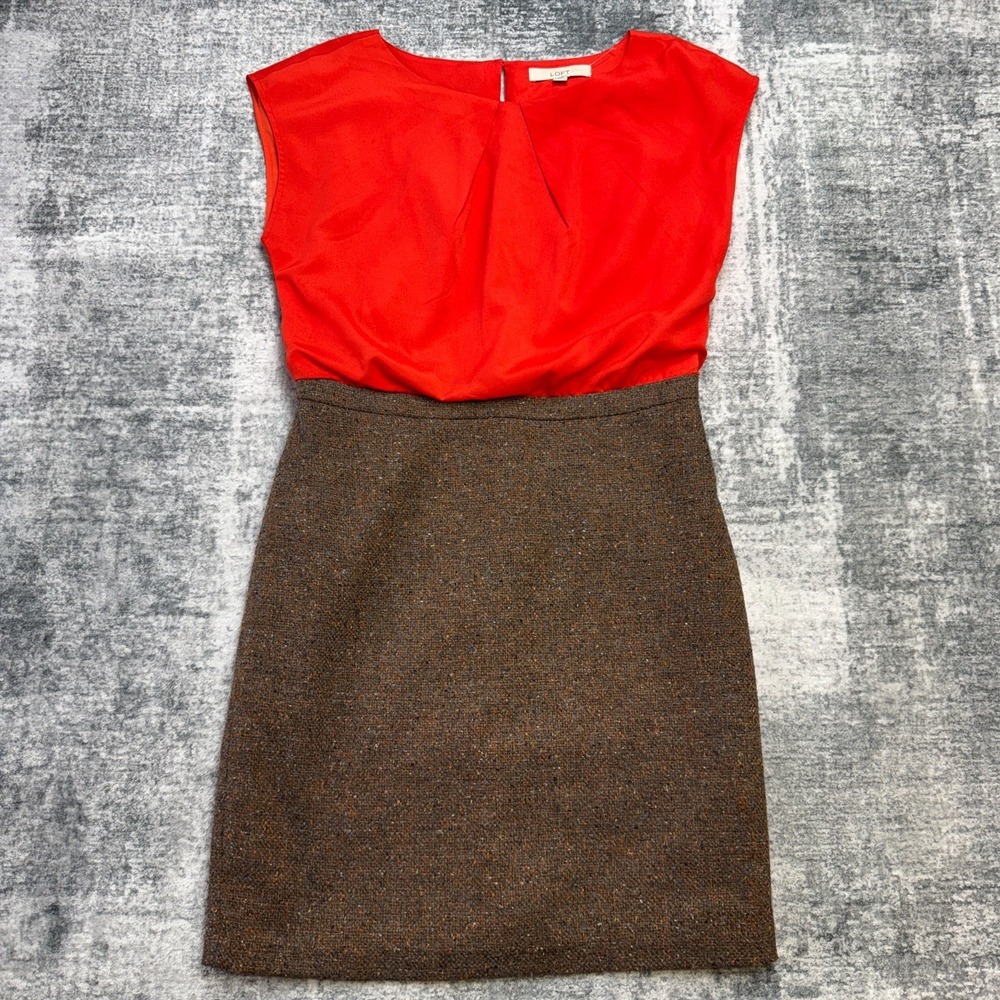 Ann Taylor LOFT Dress Womens 8 A-Line Contrast Tweed Career Academia Teacher